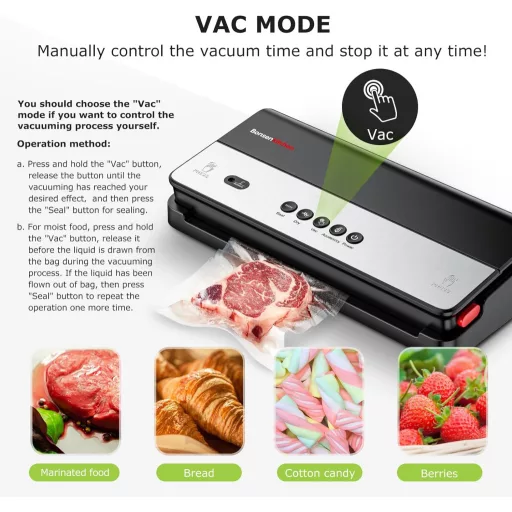 Bonsenkitchen VS3017A Mașină de Vidat 4 în 1 - Pentru Alimente Uscate și Umede, Gătit Sous Vide, cu Cutter Încorporat