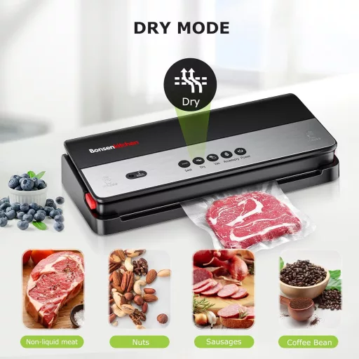Bonsenkitchen VS3017A Mașină de Vidat 4 în 1 - Pentru Alimente Uscate și Umede, Gătit Sous Vide, cu Cutter Încorporat