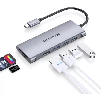   LENTION USB C Hub s 4K HDMI výstupom, USB 3.0, čítačkou SD/TF kariet – pre MacBook Pro/Air, Surface, Chromebook laptopy, Thunderbolt 3/4 Kom