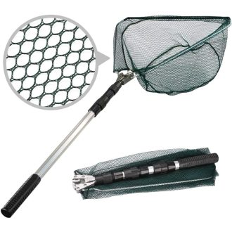   HEYOMART Teleskopska Mreža za Slijetanje Ribe 130 cm, Sklopiva Ribarska Mreža, Pleteni Najlon