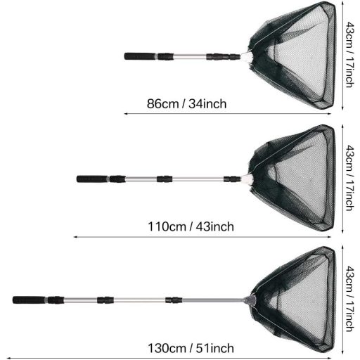 HEYOMART Teleskopska Mreža za Slijetanje Ribe 130 cm, Sklopiva Ribarska Mreža, Pleteni Najlon