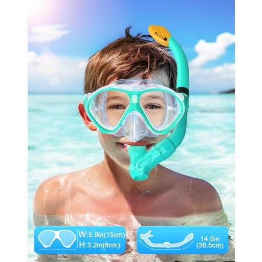 Gintenco Gyerek Snorkel Szett Panoráma Maszk Száraz Snorkelcsővel Anti-Fog