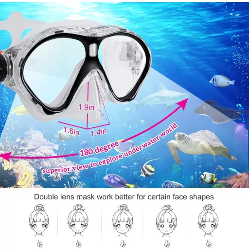 Set snorkeling copii Gintenco, mască panoramică cu tub uscat, anti-aburire
