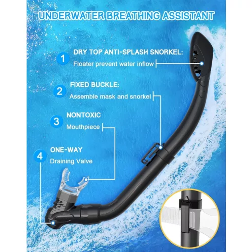 Set snorkeling copii Gintenco, mască panoramică cu tub uscat, anti-aburire