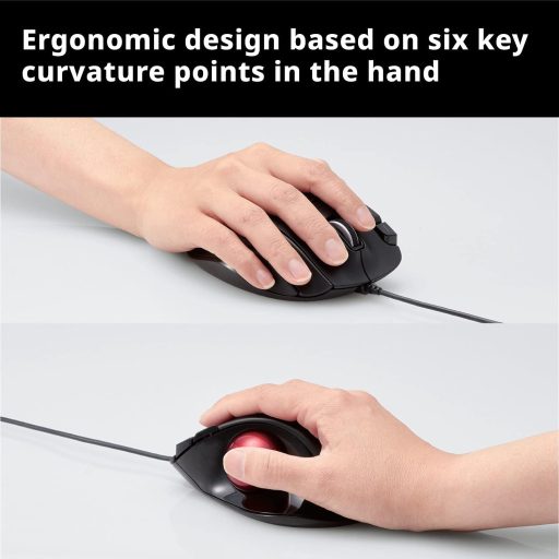 ELECOM EX-G Ergonomikus Trackball Egér Vezetékes Piros Gömbvel 5 Gomb