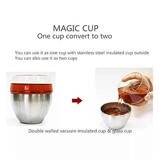 Gteller 3 Rétegű Dupla Falú Rozsdamentes Acél Boros Pohár 250ml - Hőszigetelt Kehely Borhoz, Kávéhoz, Koktélokhoz