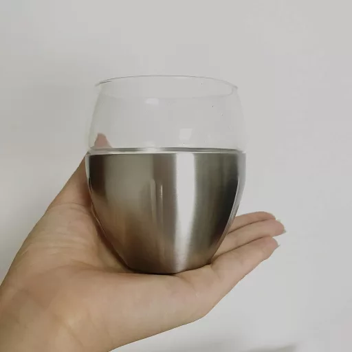 Gteller 3 Rétegű Dupla Falú Rozsdamentes Acél Boros Pohár 250ml - Hőszigetelt Kehely Borhoz, Kávéhoz, Koktélokhoz