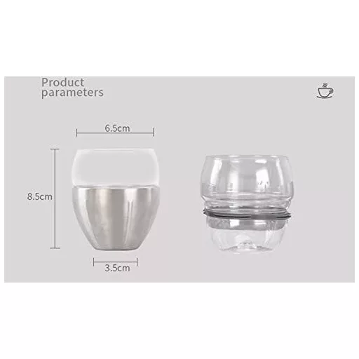 Gteller 3 Rétegű Dupla Falú Rozsdamentes Acél Boros Pohár 250ml - Hőszigetelt Kehely Borhoz, Kávéhoz, Koktélokhoz