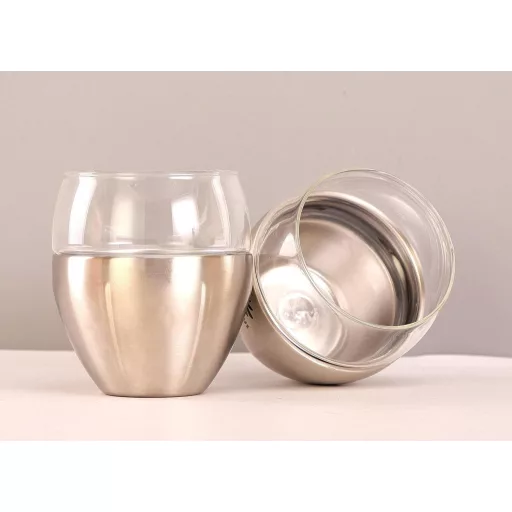 Gteller 3 Rétegű Dupla Falú Rozsdamentes Acél Boros Pohár 250ml - Hőszigetelt Kehely Borhoz, Kávéhoz, Koktélokhoz