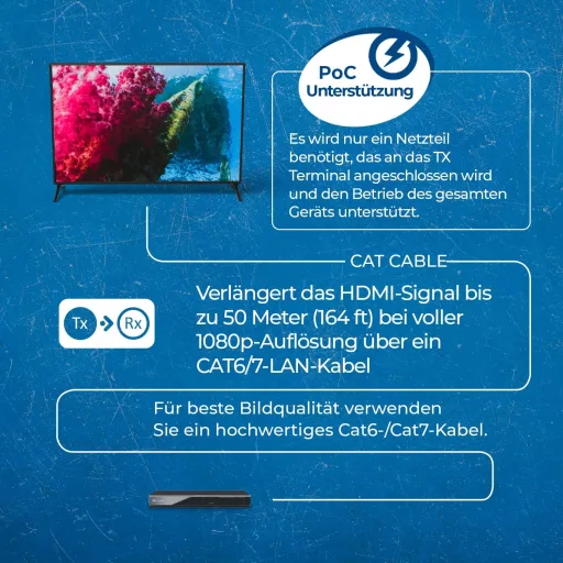 OREI 4K HDMI Ethernet Extender CAT5/CAT6/CAT7 50m IR Loop Out