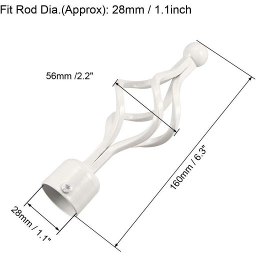 4 db, fehér függönyrúdvég 28 mm-es függönyrúdhoz(160 x 56 mm)