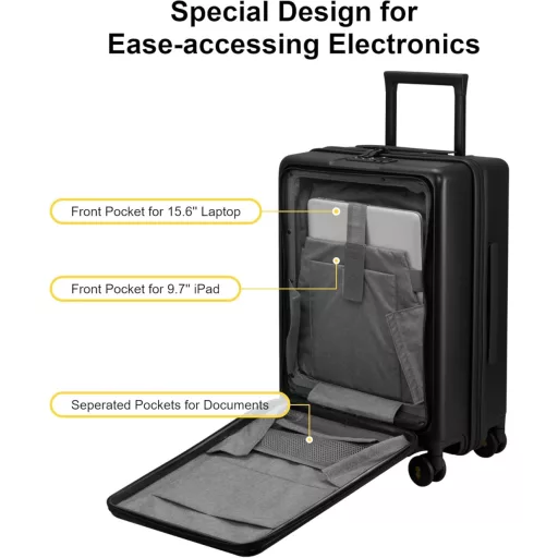 LEVEL8 Utazó Bőrönd Laptop Rekesszel, Könnyű Fedélzeti Poggyász TSA Zárral