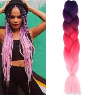   Cybelleza 24-palcové Jumbo Vlasové Predlžovanie na Zapletanie - Kanekalon Syntetické Vlasy na Afro Účesy Box Braids - Fialová, Ružová a Bordová - Pre Ženy a Deti