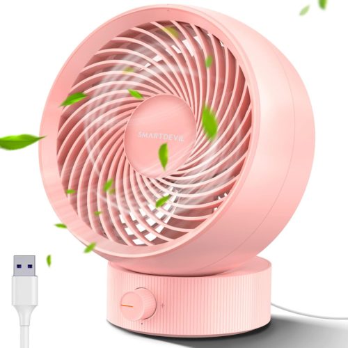 SmartDevil USB Asztali Ventilátor - Kompakt, Hordozható Mini Ventilátor 20° Fokozatmentes Sebesség Szabályozással, Csendes Működés, Irodába,