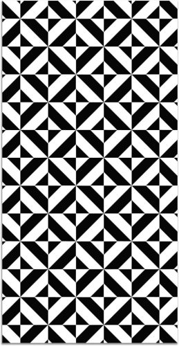 Panorama Fekete Geometrikus Vinyl Szőnyeg 80x150 cm - Mosható, Csúszásmentes Konyhai Szőnyeg, Spanyol Gyártmány