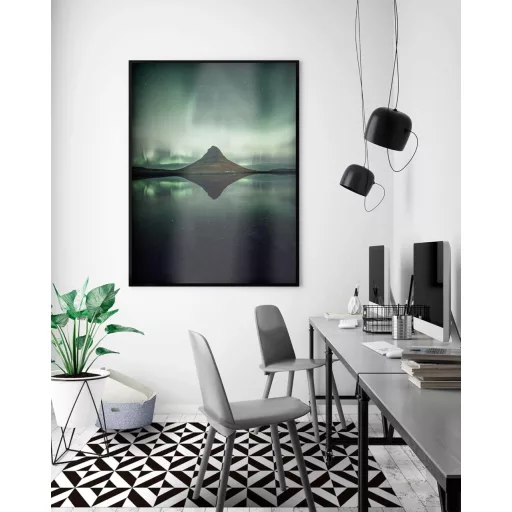 Covor vinilic panoramic, geometric negru, 80x150 cm - Lavabil, antiderapant, pentru bucătărie, fabricat în Spania