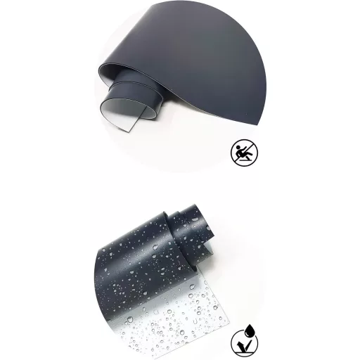 Covor vinilic panoramic, geometric negru, 80x150 cm - Lavabil, antiderapant, pentru bucătărie, fabricat în Spania