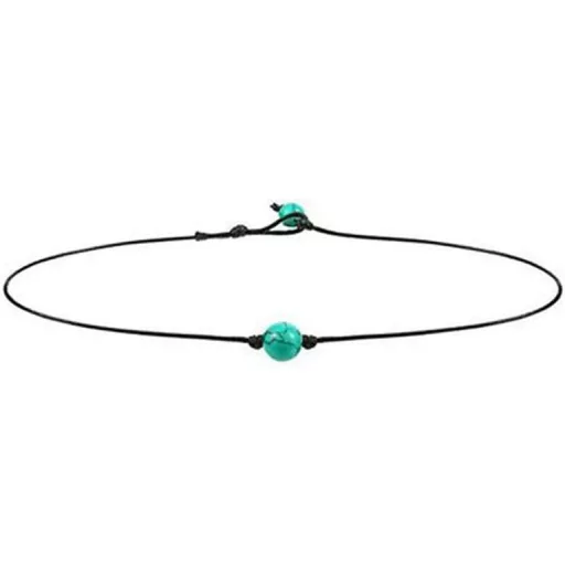 Set de 4 coliere din piele cu piatră turcoaz, bijuterii artizanale pentru femei Happyyami