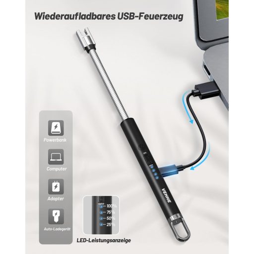 VEHHE brichetă electrică cu arc, USB, cu flacără luminoasă