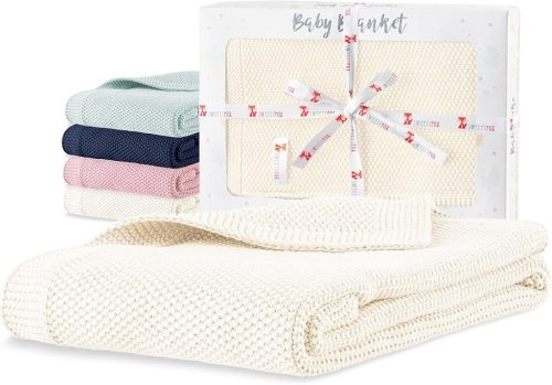 Păturică pentru bebeluși Sweety Fox, 80x100 cm - 100% Bumbac Organic, cu Certificare GOTS și Oeko-Tex - Culoare Bej - Material Prietenos cu Pielea și Moale