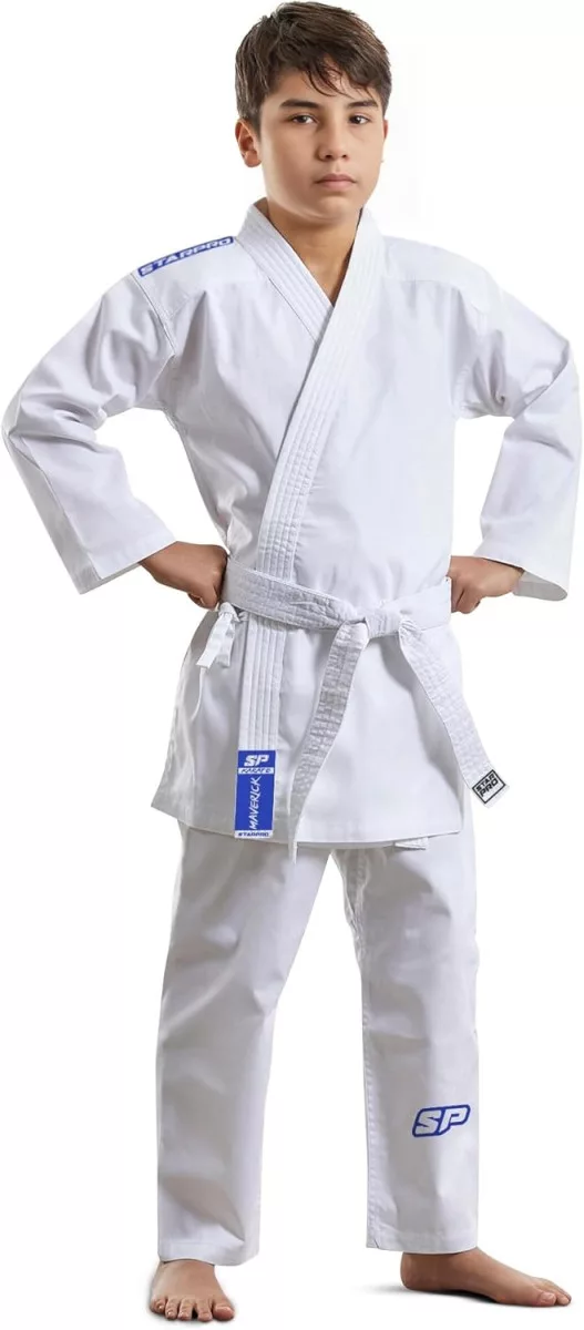 Starpro Karate Pak Uniform Kit - Goed voor MMA Vechtsport Gi Professionele Taekwondo Lichtgewicht Kimono Wit Katoenen Stof voor Kinderen Mannen en Vrouwen Worden Geleverd Met Wit Riem 110-190 cm