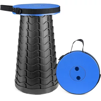   Hesanzol Hordozható Teleszkópos Szék Kék, Összecsukható Kemping Szék Horgászathoz Túrázáshoz Utazáshoz, 180kg Teherbírás