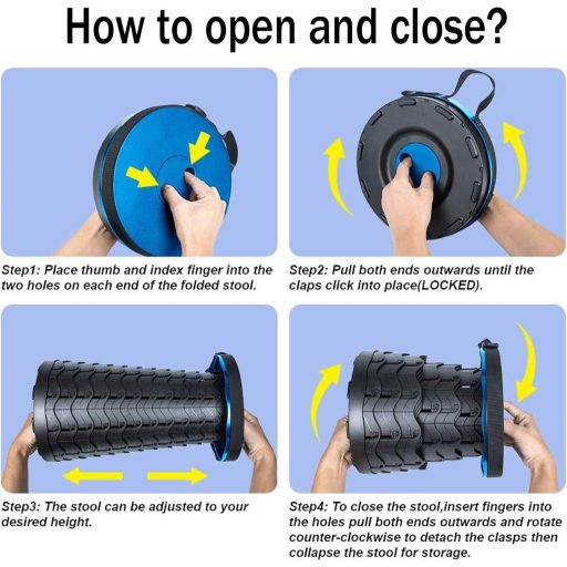 Hesanzol Hordozható Teleszkópos Szék Kék, Összecsukható Kemping Szék Horgászathoz Túrázáshoz Utazáshoz, 180kg Teherbírás