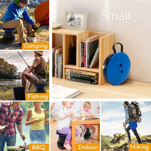 Hesanzol Hordozható Teleszkópos Szék Kék, Összecsukható Kemping Szék Horgászathoz Túrázáshoz Utazáshoz, 180kg Teherbírás