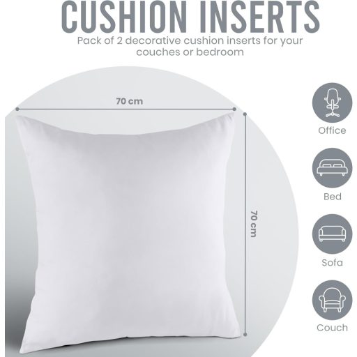 BootyBay Față de pernă cu umplutură Pernă decorativă Alb 70x70 cm 2 buc