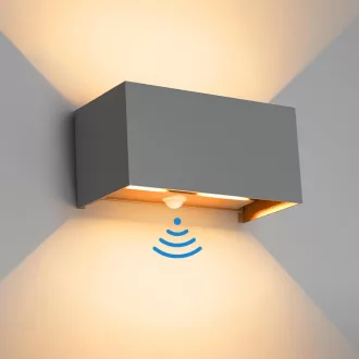   Klighten 24W Mozgásérzékelős Kültéri Fali Lámpa IP65 Meleg Fehér - 1pcs, Darkgray