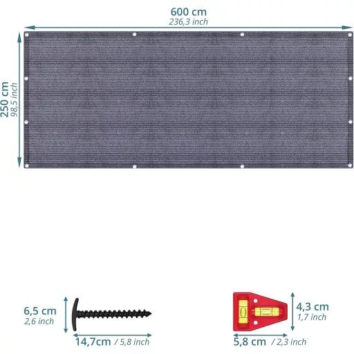 Covor camping Smartpeas 250x250cm - Albastru/Gri, Covor preș Cort cu Ocheți din Oțel Inoxidabil - Impermeabil, Lavabil, Covor de Exterior HDPE