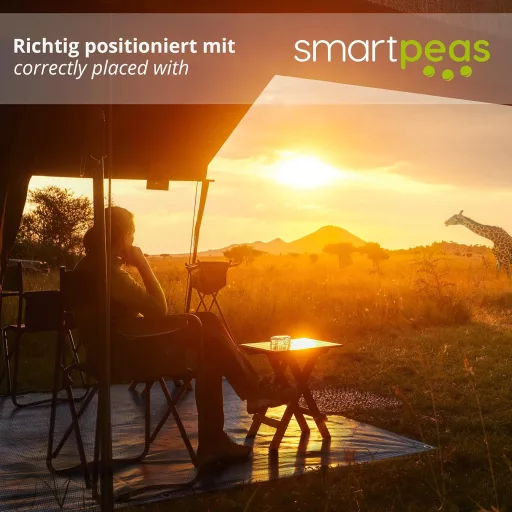 Smartpeas Kempingový koberec 250x250cm - Modro-sivý Koberec pod Predstan s Nerezovými Očkami - Vodeodolný, Umývateľný HDPE Vonkajší Koberec
