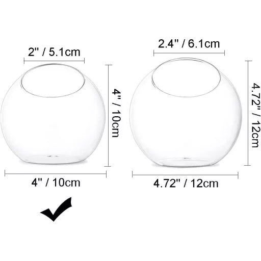 Glasseam 10cm Mini Stakleni Terarij Set 4kom Stolna Dekoracija Sukulent Kaktus
