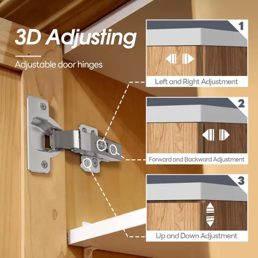 Set balamale AOLISHENG pentru uși de dulap - Balamale cu amortizare automată și reglare 3D, capacitate portantă 35 kg, 2 buc. - Feronerie pentru mobilă de bucătărie