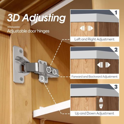 AOLISHENG Szekrényajtó Zsanér Szett - Automata Csillapítású Sarokpántok 3D Állítással, 35 kg Teherbírás, 2 db - Bútor Vasalat Konyhába