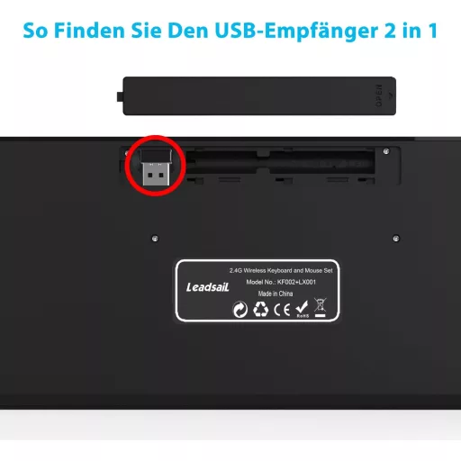 LeadsaiL Wireless Billentyűzet és Egér Szett, 2.4G QWERTZ Német Kiosztás