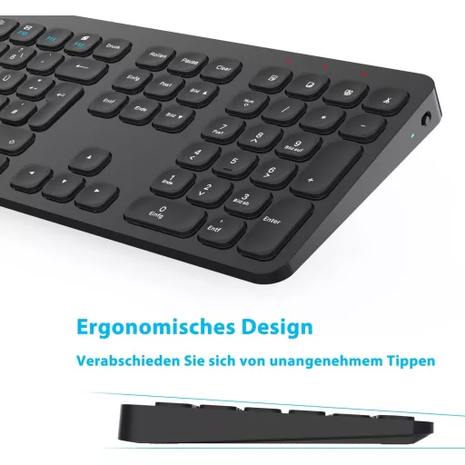 LeadsaiL Wireless Billentyűzet és Egér Szett, 2.4G QWERTZ Német Kiosztás