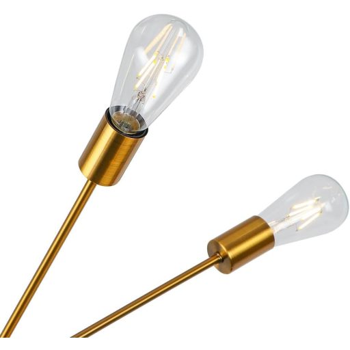 LynPon Lustră Modernă Sputnik - Lampă de Tavan cu Înălțime Ajustabilă, Aurie, cu 12 Becuri, Pendul Retro pentru Living, Bucătărie, Sufragerie