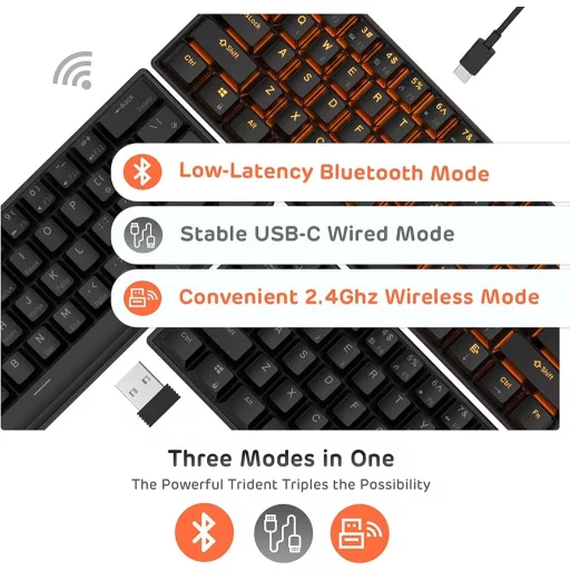 RK Royal Kludge RK61-US 60% Mechanikus Billentyűzet Vezeték Nélküli Bluetooth USB