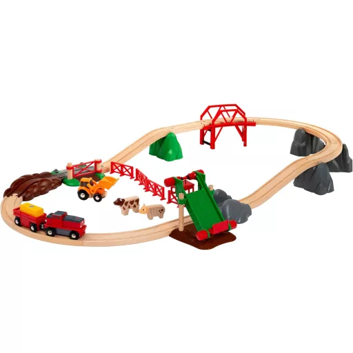 BRIO Fa Vonat Farm Készlet 33984 - Kisvasút Állatokkal és Sínekkel, Fejlesztő Játék 3 Éves Kortól, 30 Darabos