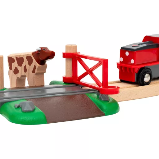 Set Trenuleț de Lemn BRIO Farmă 33984 - Căi Ferate cu Animale și Șine, Jucărie de Dezvoltare de la 3 Ani, 30 de Piese