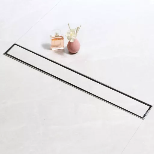 SaniteModar 50 cm-es zuhanyfolyóka rozsdamentes acél, 360° szifon szagkimaradás szűrővel