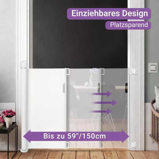 Grilaj de Siguranță Retractabil Momcozy pentru Copii și Animale de Companie - Pentru Scări și Uși, Utilizare la Interior și Exterior, Lățime 127 cm