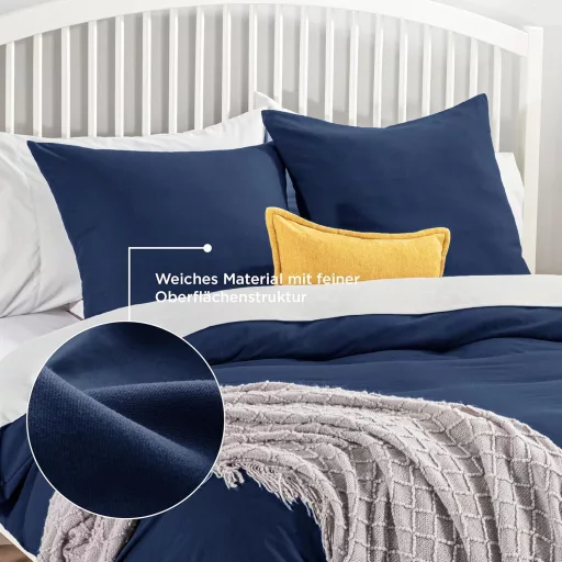 Bedsure set posteljine od 3 dijela 155x220 cm plavi mikrofibra s patentnim zatvaračem