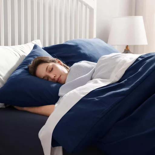 Bedsure 3 részes ágyneműhuzat szett 155x220 cm kék mikroszálas cipzárral