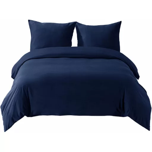 Bedsure 3 részes ágyneműhuzat szett 155x220 cm kék mikroszálas cipzárral