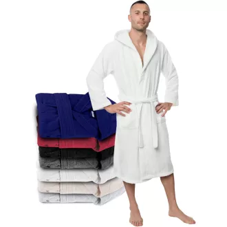   Twinzen férfi fürdőköpeny 100% pamut, kapucnis, zsebes, XS-XXXL