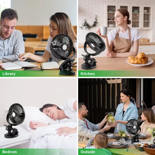 ELZO Mini Klip Ventilátor 5000mAh USB Asztali Hordozható Töltöttöl Csendesen Működő