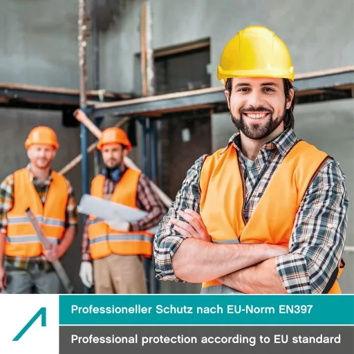 Cască de protecție pentru construcții ACE Patera - Cască robustă de protecție a muncii cu ventilație reglabilă - Standard EN 397 - Galben - Pentru dimensiuni ale capului de 51-63 cm