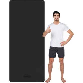   CAMBIVO Extra dlhá podložka na jogu, 213 x 81 x 0,6 cm, čierna TPE protišmyková podložka na cvičenie pre jogu, pilates a gymnastiku